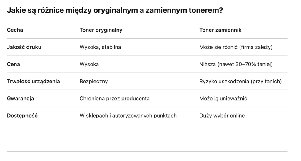 Jak wybrać między zamiennikiem a oryginalnym tonerem do drukarki? 6 vs